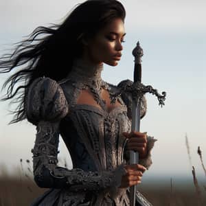 Noble Black Lady with Sword | Medieval-inspired Character