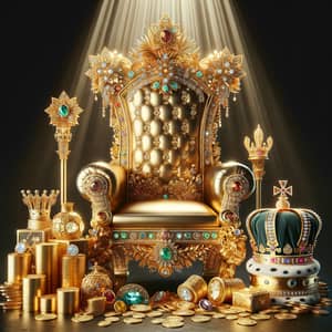 Opulent Million Dollar Throne with Gold Crown and Wealth Symbolism