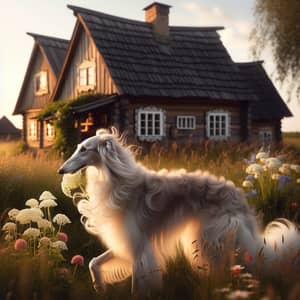 Cottagecore Furry Female Borzoi Dog | Idyllic Rural Life