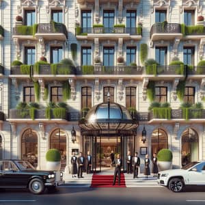 Luxury Hotel Scene: Opulent Architecture and Grand Entrance