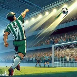 Jake - Soccer Player Number 7 | Striking Goalpost in Packed Stadium