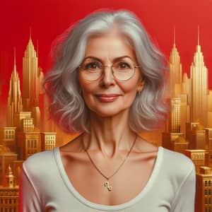 Polish Descent European Woman Portrait | Age 55 | Silver Curly Hair