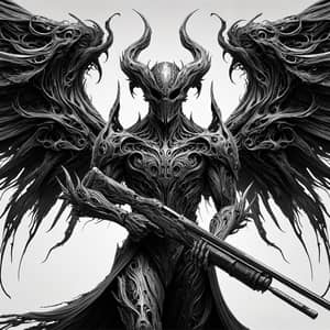 Mythic Villain with Organic Armor & Rifle | Dark Gothic Style