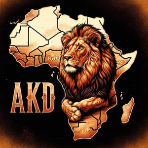 Detailed Map of Africa with Majestic Lion and AKD Inscription