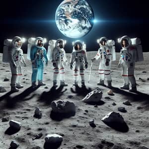 Multicultural Space Exploration Group on Lunar Surface