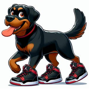 Playful Rottweiler Dog in Jordan Sneakers - Cartoon Style