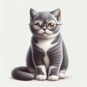 Cat in Glasses - Stylish Feline with Vintage Eyewear