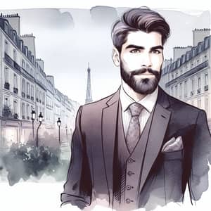 Nicolas - Stylish French Gentleman in Paris Illustration