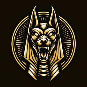 Anubis Emblem Design: Mythological God with Golden Canine Face