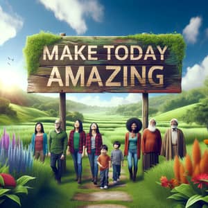 Make Today Amazing: Inspiring Landscape with Diverse Group
