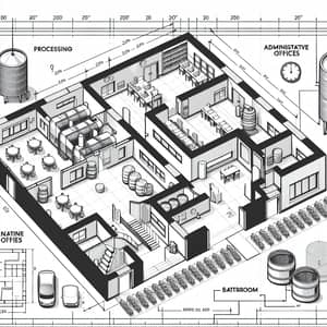 Black and White Wine Production Factory Floor Plan
