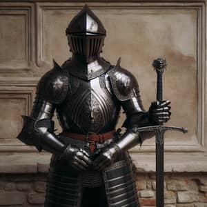 Medieval Plate Armor with Two-Handed Sword