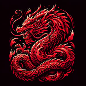 Vibrant Red Dragon Tattoo Design for Back Area - 4K HD HQ