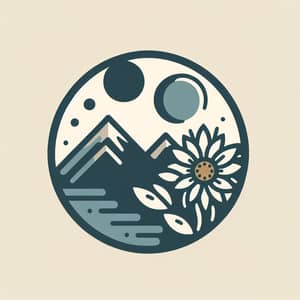 Aesthetic Minimalistic Mountain and Flower Logo