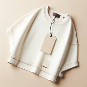 Oversized White Women's Shirt with Beige Tag Holder