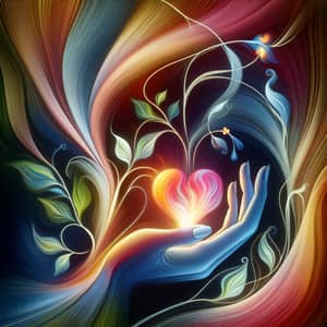 Self-Love Abstract Art | Vibrant Heart & Ethereal Flora