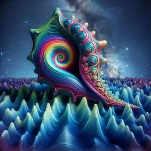 Surrealistic Tinnitus Art: Vibrant Conch Shell & Sound Waves