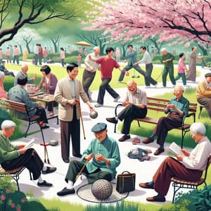 Vibrant Asian Senior Citizens Enjoying Time at Park
