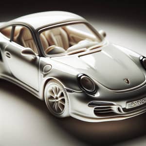 Delicate White Porcelain Porsche Model Car - Elegant Design