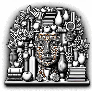 3D Graphic Illusion of a Face with Objects | Optical Illusion Art