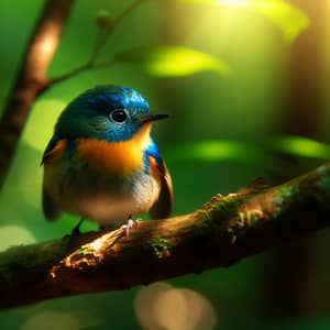 Colorful Bird Perched in Lush Green Forest