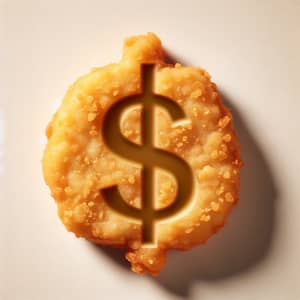 Golden-Brown Chicken Nugget with Dollar Symbol Accent