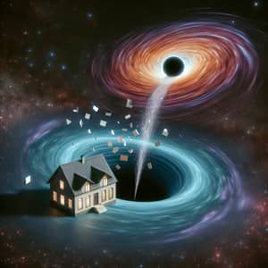 House Near Black Hole: Space Gravity Pull Distorts Structure