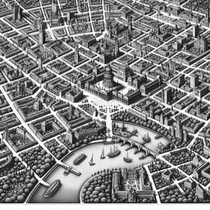 Intricate Black and White Map of Berlin | Detailed Representation