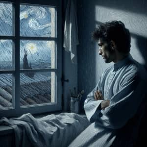 Capturing Emotional Struggle: Middle-Eastern Individual Contemplating by the Window