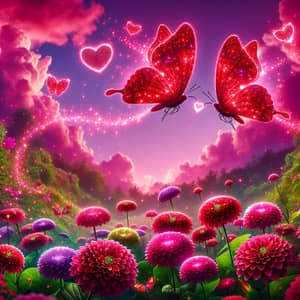 Butterflies Kissing Flowers: A Romantic Garden Scene