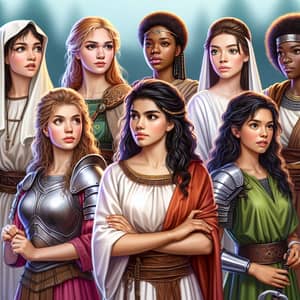 Young Biblical Women: Maria Magdalena, Reina Ester, Jael, Deborah, Miriam, Ana, Rut