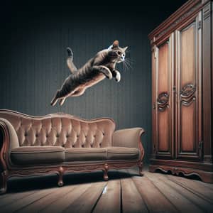 Cinematic Cat Leap | HD Image of Feline Mid-Jump
