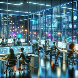 Futuristic CRM Development Hub | Innovative Corporate Office