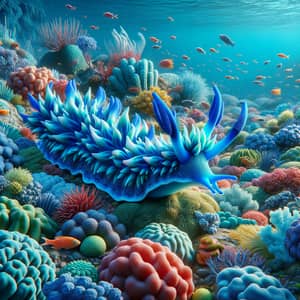 Glaucus Atlanticus Blue Dragon Sea Slug in Coral Reef