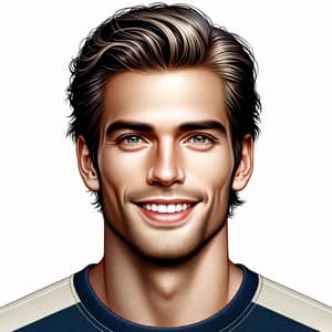 Realistic Illustration of Charming Athlete with Captivating Smile