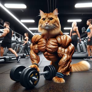 Muscular Gym Cat Inspires Fitness Motivation