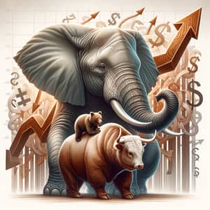 Forex Market Illustration with Elephant, Bear, and Bull