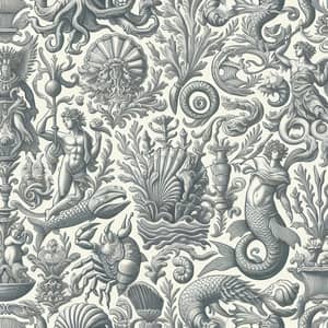 Sea Themed Grisaille Pattern Bed Linens