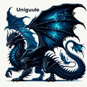Mighty Black and Deep Blue Dragon with Electric Aura