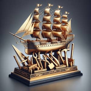 Intricately Designed Ship Construction Trophy