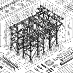 Detailed Steel Structure 2D CAD Drawing