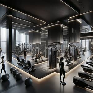Cutting-Edge Gym Interior with Futuristic Fitness Equipment