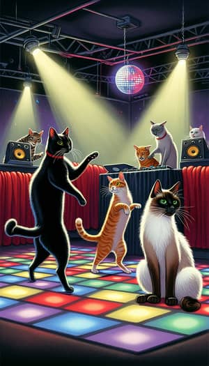 Cats Dancing in Nightclub - Fun Feline Nightlife