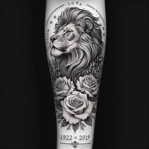 Majestic Lion Forearm Tattoo with Roses