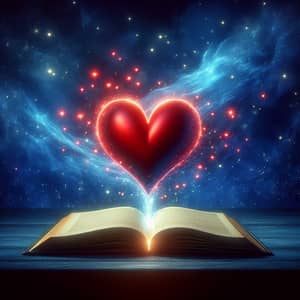 Beautiful Love Connection: Radiant Heart Emerging from Book