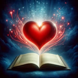 Vibrant Red Heart and Open Book: A Tale of Love and Beauty