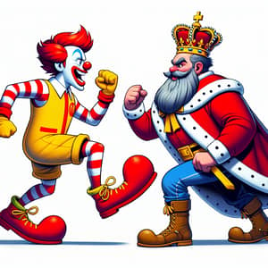 Clown Vs. Royal Figure Fast-Food Battle