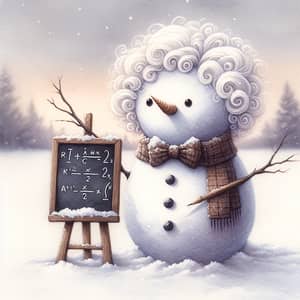 Intellectual Snowman Watercolor Painting | Winter Landscape Art