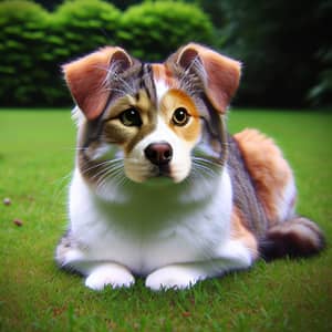 Cat-Dog Hybrid in White and Brown Patches
