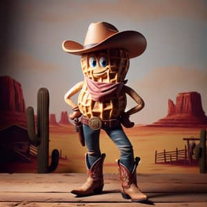 Cowboy Peanut Figure in Wild West Desert Scene